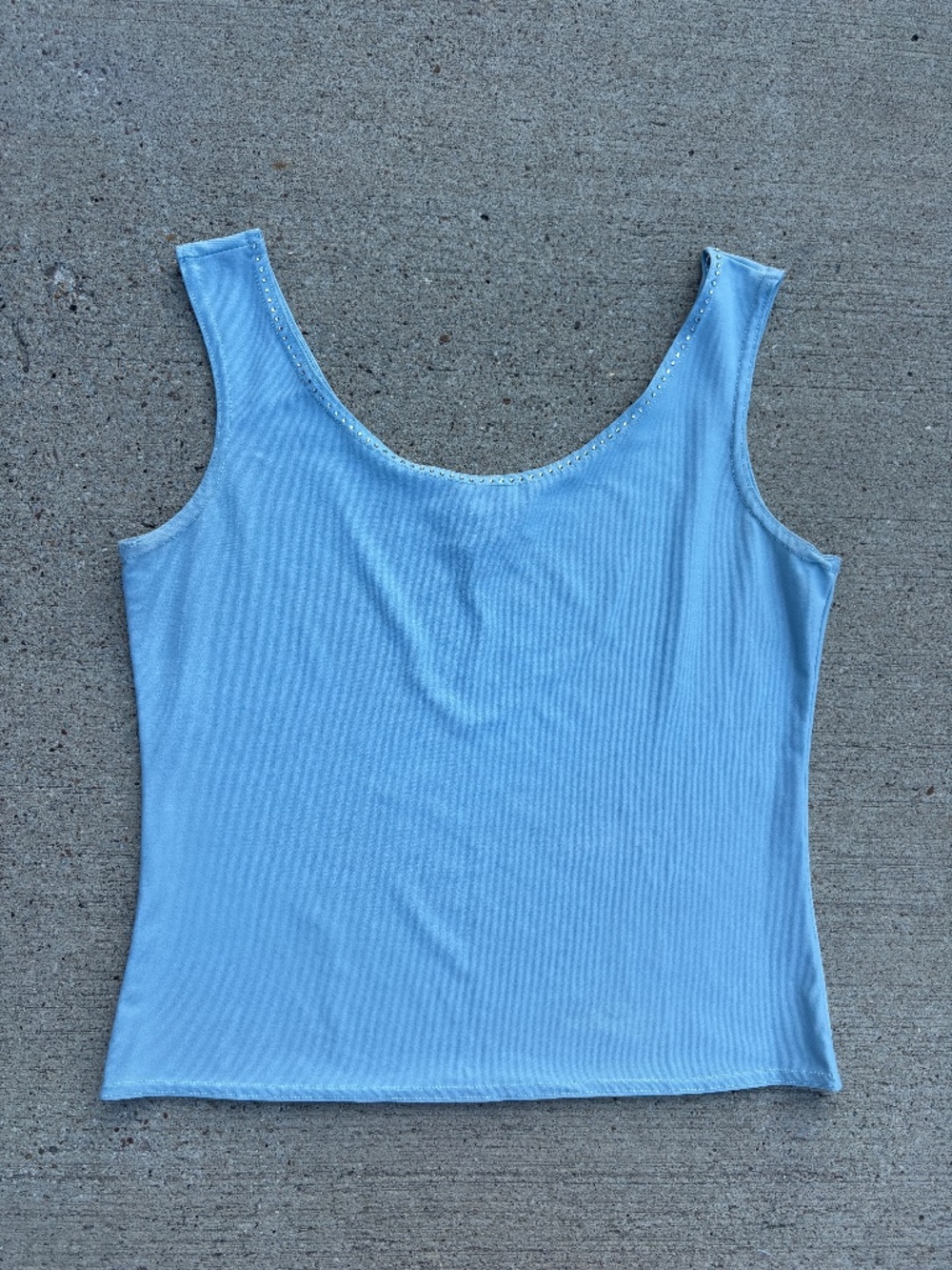 Vintage Beaded Neckline Baby Blue Tank